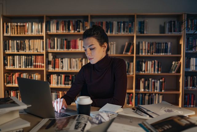 a person researching at their desk